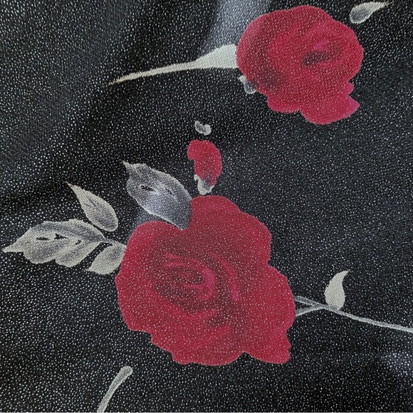 Black Red Rose Whimsigoth Mini Dress Going Out Sparkly XS Gothic Romantic Punk - Picture 11 of 11